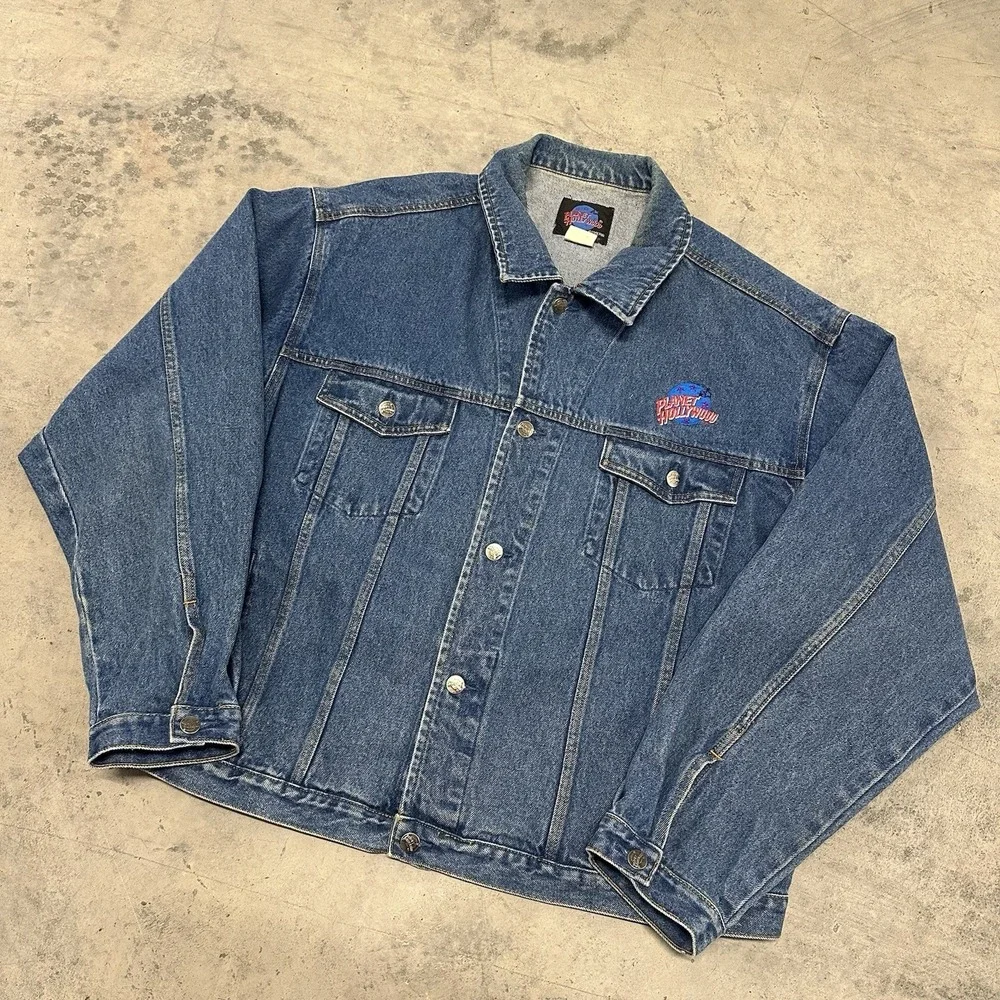 Vintage 1991 Planet Hollywood Atlantic City Jean‎ Jacket XL